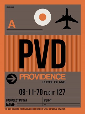 Framed PVD Providence Luggage Tag I Print