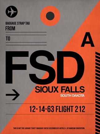 Framed FSD Sioux Falls Luggage Tag I Print