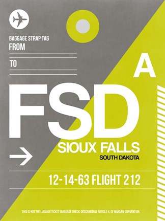 Framed FSD Sioux Falls Luggage Tag II Print