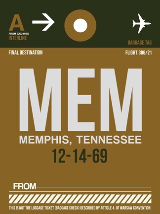 Framed MEM Memphis Luggage Tag I Print