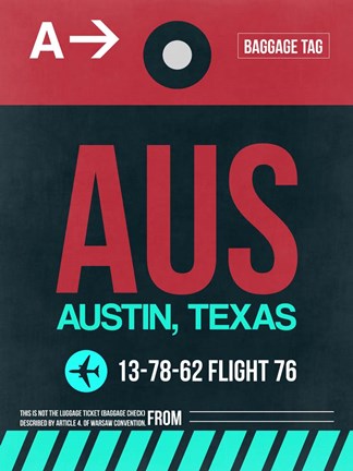 Framed AUS Austin Luggage Tag II Print