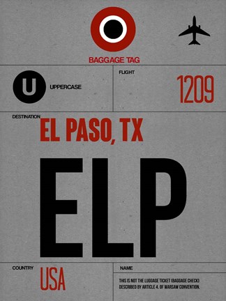 Framed ELP El Paso Luggage Tag I Print