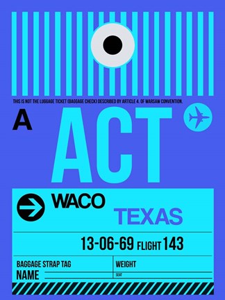 Framed ACT Waco Luggage Tag II Print