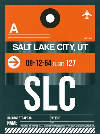 Framed SLC Salt Lake City Luggage Tag II Print