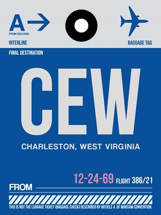 Framed CEW Charleston Luggage Tag I Print