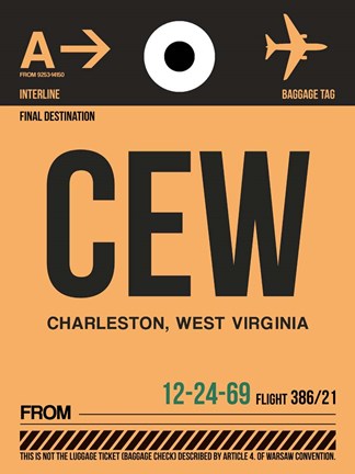 Framed CEW Charleston Luggage Tag II Print