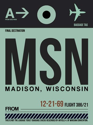 Framed MSN Madison Luggage Tag I Print