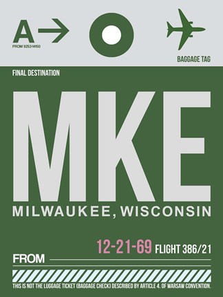 Framed MKE Milwaukee Luggage Tag II Print