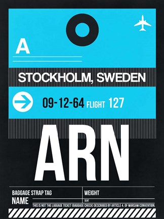 Framed ARN Stockholm Luggage Tag I Print