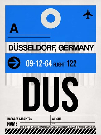 Framed DUS Dusseldorf Luggage Tag I Print