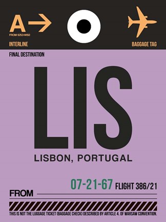 Framed LIS Lisbon Luggage Tag I Print