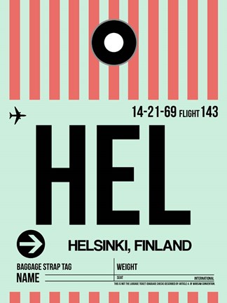 Framed HEL Helsinki Luggage Tag I Print