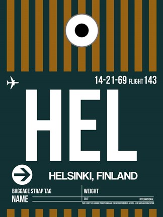 Framed HEL Helsinki Luggage Tag II Print