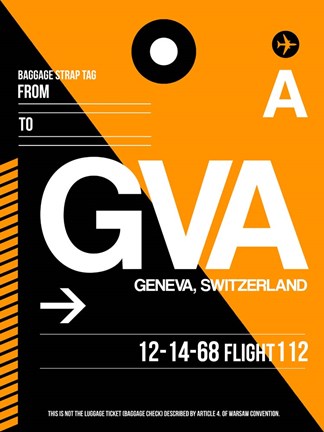 Framed GVA Geneva Luggage Tag II Print