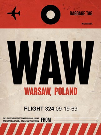 Framed WAW Warsaw Luggage Tag I Print