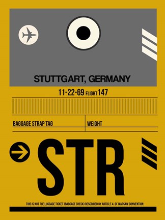 Framed STR Stuttgart Luggage Tag I Print