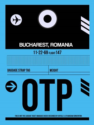 Framed OTP Bucharest Luggage Tag II Print