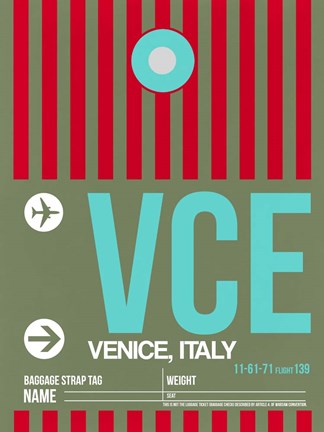 Framed VCE Venice Luggage Tag II Print