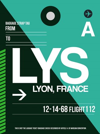 Framed LYS Lyon Luggage Tag II Print