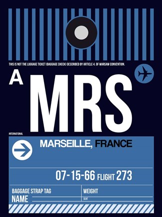 Framed MRS Marseille Luggage Tag II Print