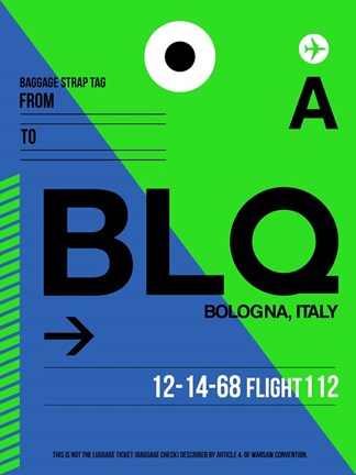 Framed BLQ Bologna Luggage Tag II Print