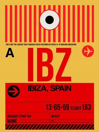 Framed IBZ Ibiza Luggage Tag I Print