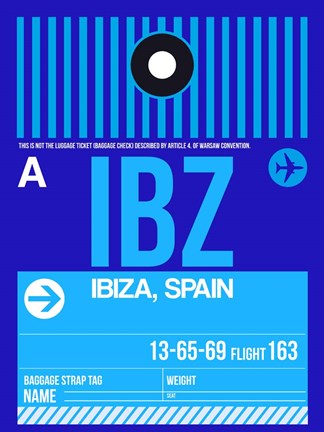 Framed IBZ Ibiza Luggage Tag II Print