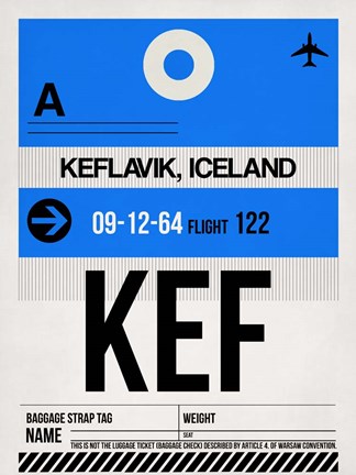 Framed KEF Keflavik Luggage Tag I Print