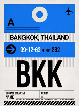 Framed BKK Bangkok Luggage Tag II Print