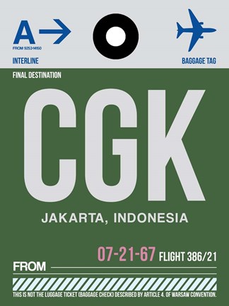 Framed CGK Jakarta Luggage Tag II Print