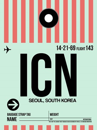 Framed ICN Seoul Luggage Tag I Print