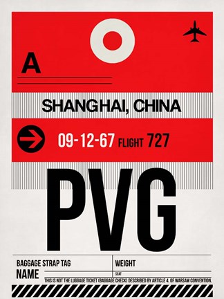 Framed PVG Shanghai Luggage Tag I Print