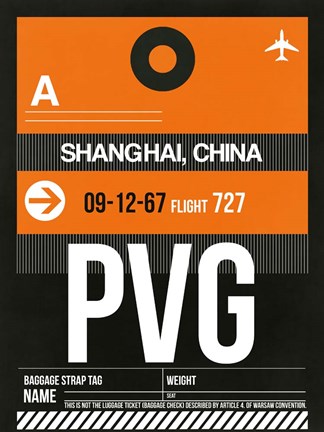 Framed PVG Shanghai Luggage Tag II Print