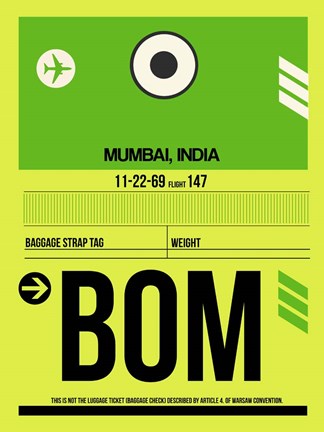 Framed BOM Mumbai Luggage Tag I Print