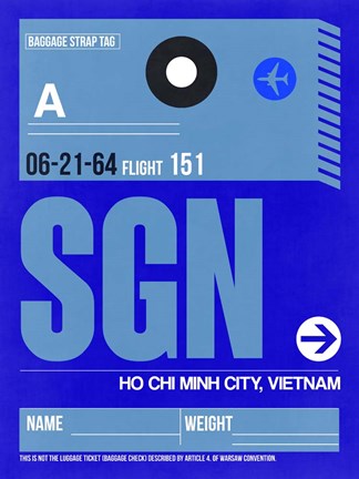 Framed SGN Ho Chi Minh City Luggage Tag I Print
