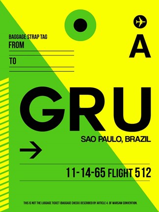Framed GRU Sao Paulo Luggage Tag I Print
