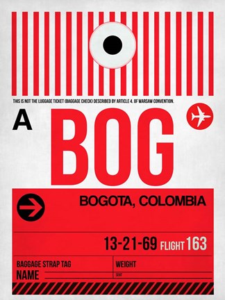 Framed BOG Bogota Luggage Tag I Print