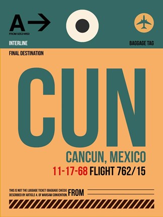 Framed CUN Cuncun Luggage Tag I Print