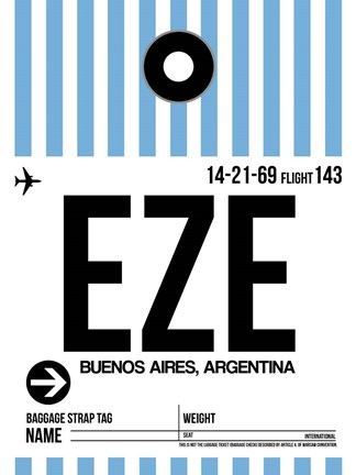 Framed EZE Buenos Aires Luggage Tag I Print