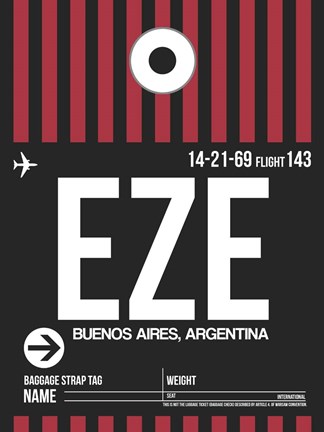 Framed EZE Buenos Aires Luggage Tag II Print