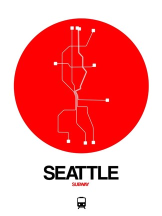 Framed Seattle Red Subway Map Print