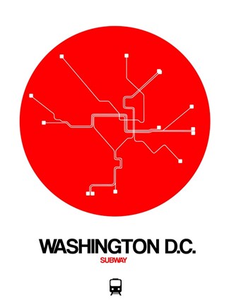 Framed Washington D.C. Red Subway Map Print