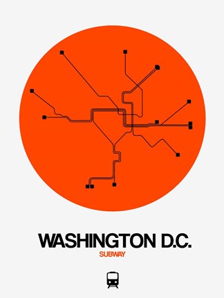 Framed Washington D.C. Orange Subway Map Print