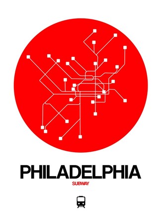 Framed Philadelphia Red Subway Map Print