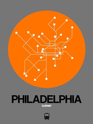 Framed Philadelphia Orange Subway Map Print