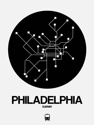 Framed Philadelphia Black Subway Map Print