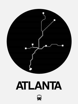 Framed Atlanta Black Subway Map Print