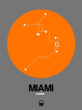 Framed Miami Orange Subway Map Print