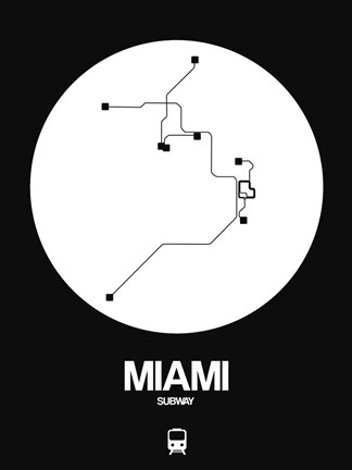 Framed Miami White Subway Map Print
