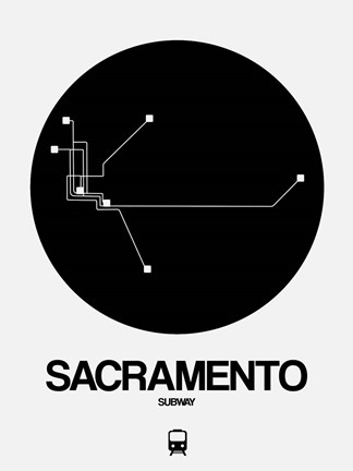 Framed Sacramento Black Subway Map Print